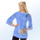 Anlassblusen - Bluse mit transparentem Wasserfall-Kragen – Farbe PAZIFIK Anlassblusen - Bluse mit transparentem Wasserfall-Kragen, in Größe 038 bis 054, in Farbe PAZIFIK