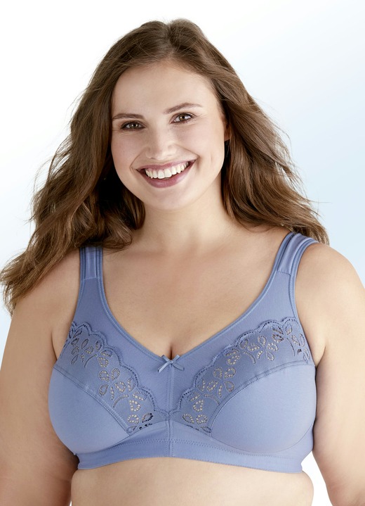 BH mit Spitze - Swegmark of Sweden BH mit BIO-Baumwolle, in Größe 080 bis 105, in Cup F, in Farbe AZURBLAU Ansicht 2