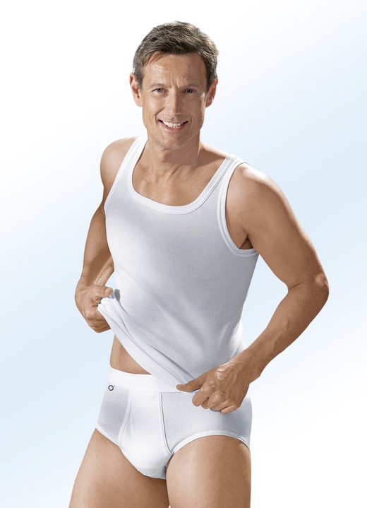 Unterhemden - Pfeilring Viererpack Sportjacken aus Feinripp, weiß, in Größe 005 bis 013, in Farbe WEISS Ansicht 2
