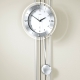 Uhren - Wanduhr mit Funkuhrwerk und Metallpendel, in Farbe SILBER