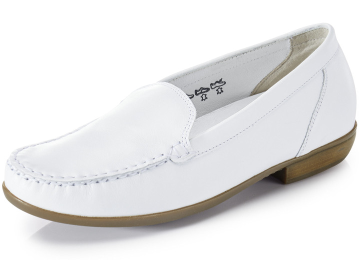 Slipper & Schnürschuhe - Waldläufer Mokassin-Slipper aus edlem Rind-Nappaleder, in Größe 4 1/2 bis 9, in Farbe ALTSILBER Ansicht 2