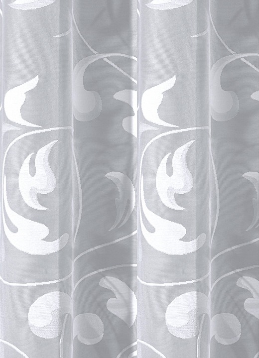 - Leicht transparenter Store mit Rankenmotiv, in Größe 136 (H100xB300 cm) bis 219 (H225xB450 cm), in Farbe WEISS Ansicht 2