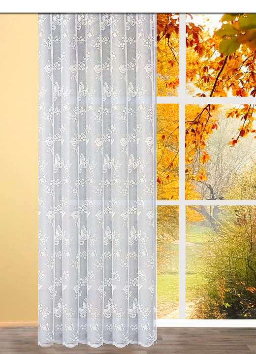 - Store Schmetterlinge mit Universalschienenband, in Größe 136 (H100xB300 cm) bis 291 (H245xB450 cm), in Farbe WEISS Ansicht 2