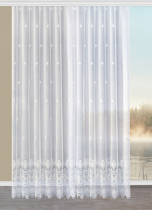 - Store Bordüre mit Universalschienenband, in Größe 160 (H145xB300 cm) bis 301 (H245xB750 cm), in Farbe WEISS, in Ausführung Bordüre Ansicht 1