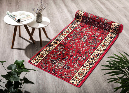 Teppiche - Läufer in Wunschlänge – Farbe ROT – Ansicht  Teppiche - Läufer in Wunschlänge, in Größe 001 (Läufer, 66 cm breit) bis 004 (Läufer, 120 cm breit), in Farbe BLAU – Farbe ROT – Ansicht
