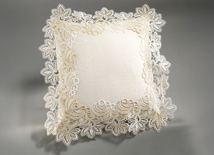 Tischdecken - Elegante Raumdekoration mit 2-farbiger Makramee-Spitze, in Größe 100 (Läufer, 30x 60 cm) bis 404 (Kissenhülle, 40x 40 cm), in Farbe CREME Ansicht 4