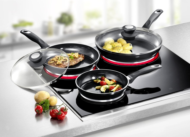 Töpfe & Pfannen - Aluguss-Profi-Pfannen-Set, 5-teilig, mit 3-facher Thermo-Keramikbeschichtung Ansicht 2 Töpfe & Pfannen - Aluguss-Profi-Pfannen-Set, 5-teilig, mit 3-facher Thermo-Keramikbeschichtung, in Farbe SCHWARZ Ansicht 2