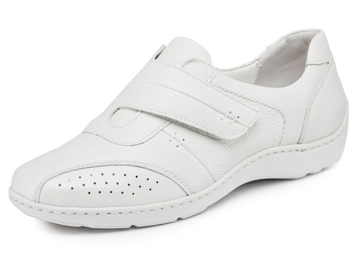 Slipper & Schnürschuhe - Waldläufer, bequeme Damen-Slipper, Weite H, mit herausnehmbarem Fußbett, in Größe 4 bis 8 1/2, in Farbe NATURWEISS Ansicht 1