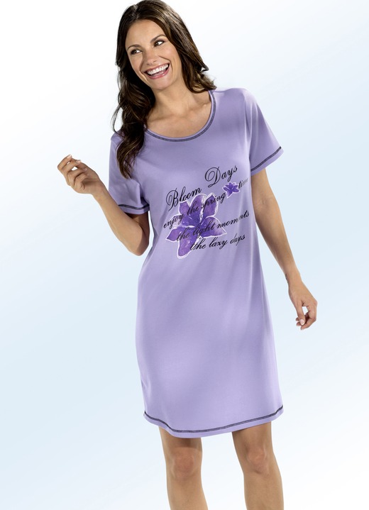 Kurzarm - Zweierpack Nachthemden, Kurzarm mit Rundhals Ansicht 3 Kurzarm - Zweierpack Nachthemden, Kurzarm mit Rundhals, in Größe 036 bis 060, in Farbe FLIEDER/TÜRKIS Ansicht 3