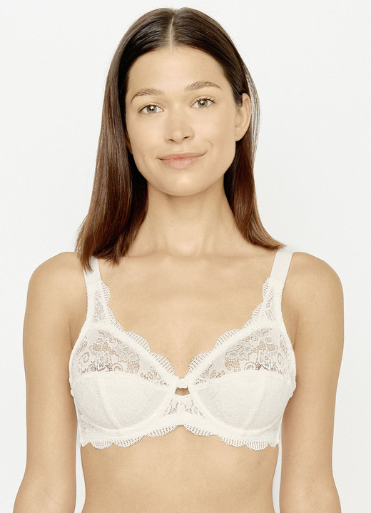BH mit Spitze - Susa Bügel-BH mit zauberhafter Elastikspitze, in Größe 075 bis 110, in Cup E, in Farbe WEISS Ansicht 9