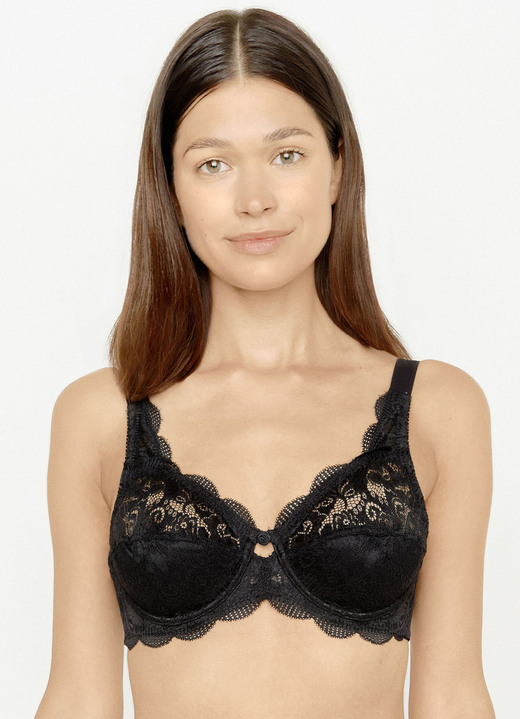 BH mit Spitze - Susa Bügel-BH mit zauberhafter Elastikspitze, in Größe 075 bis 110, in Cup E, in Farbe WEISS Ansicht 3