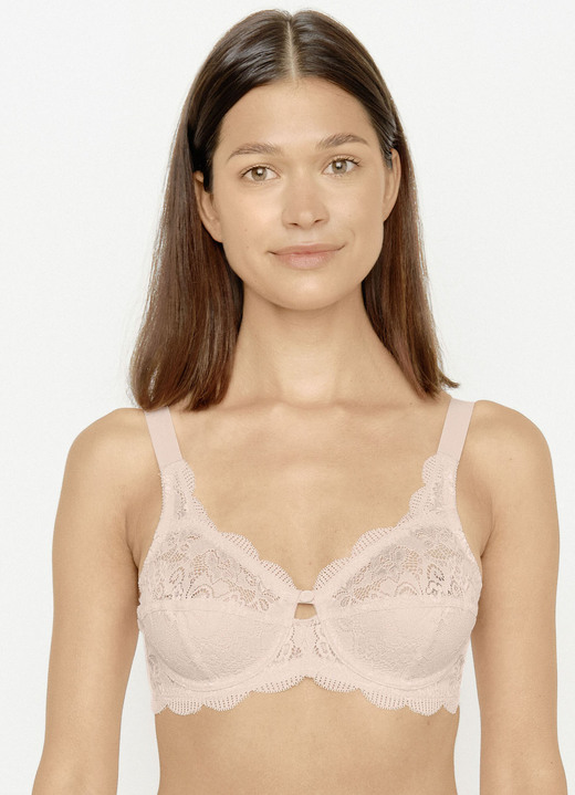 BH mit Spitze - Susa Bügel-BH mit zauberhafter Elastikspitze, in Größe 075 bis 110, in Cup E, in Farbe WEISS Ansicht 6