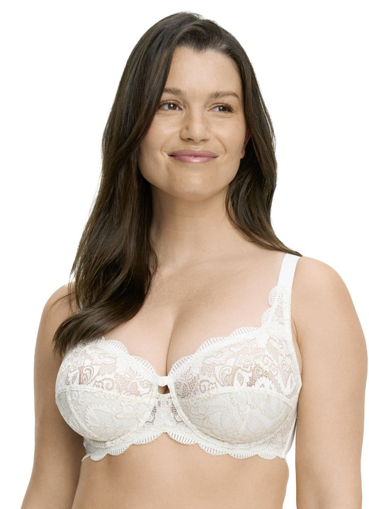 BH mit Spitze - Susa Bügel-BH mit zauberhafter Elastikspitze, in Größe 075 bis 110, in Cup E, in Farbe WEISS Ansicht 33