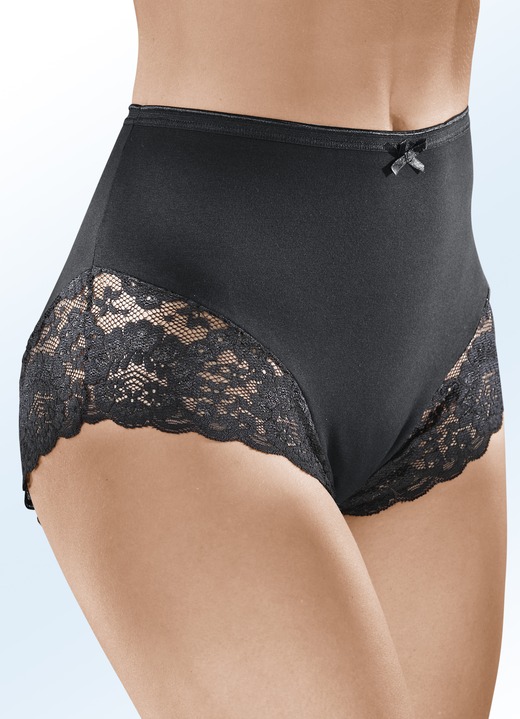 Slips - Dreierpack Pants mit Elastikspitze, in Größe 036 bis 052, in Farbe WEISS Ansicht 2