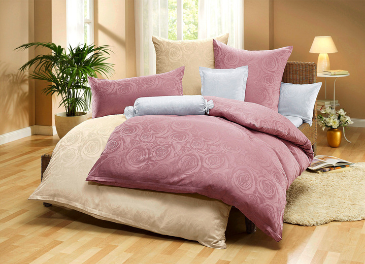 Wohnen - Hochwertige Damast-Bettwäsche, in Größe 112 (80/80 cm + 135/200 cm) bis 123 (Kissenbezug, 40/40 cm), in Farbe WEISS Ansicht 2