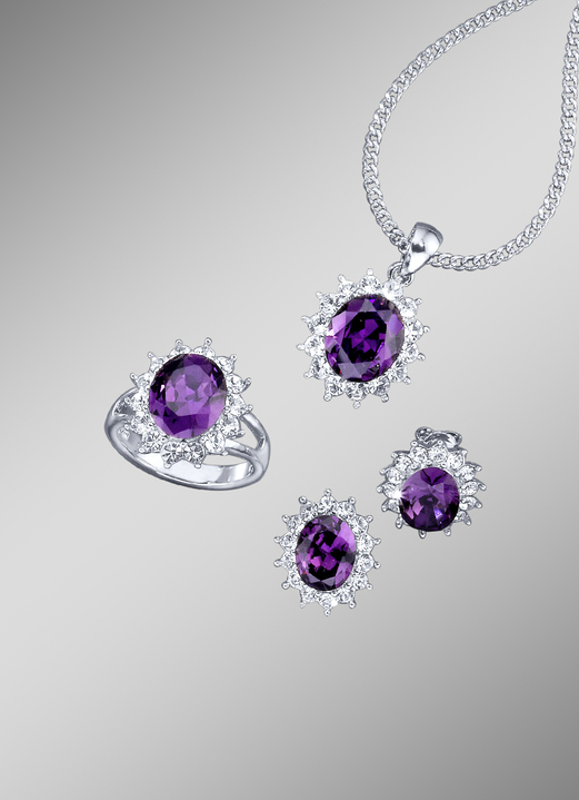 Schmucksets - Schmuck-Set, 4-teilig mit Weißgoldauflage Ansicht 11 Schmucksets - Schmuck-Set, 4-teilig mit Weißgoldauflage, in Größe L bis S, in Farbe SAFIRBLAU Ansicht 11