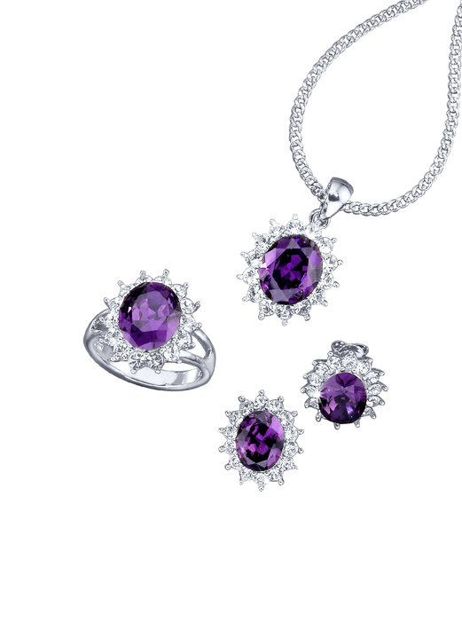 Schmucksets - Schmuck-Set, 4-teilig mit Weißgoldauflage Ansicht 12 Schmucksets - Schmuck-Set, 4-teilig mit Weißgoldauflage, in Größe L bis S, in Farbe SAFIRBLAU Ansicht 12