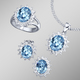 Schmucksets - Schmuck-Set, 4-teilig mit Weißgoldauflage – Farbe AQUAMARINBLAU – Ansicht 1 Schmucksets - Schmuck-Set, 4-teilig mit Weißgoldauflage, in Größe L bis S, in Farbe SAFIRBLAU – Farbe AQUAMARINBLAU – Ansicht 1