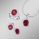 Schmucksets - Schmuck-Set, 4-teilig mit Weißgoldauflage – Farbe RUBINROT – Ansicht 1 Schmucksets - Schmuck-Set, 4-teilig mit Weißgoldauflage, in Größe L bis S, in Farbe SAFIRBLAU – Farbe RUBINROT – Ansicht 1