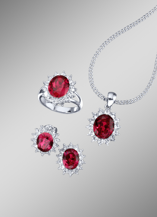 Schmucksets - Schmuck-Set, 4-teilig mit Weißgoldauflage Ansicht 9 Schmucksets - Schmuck-Set, 4-teilig mit Weißgoldauflage, in Größe L bis S, in Farbe SAFIRBLAU Ansicht 9