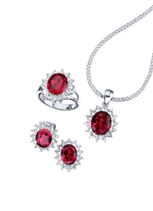Schmucksets - Schmuck-Set, 4-teilig mit Weißgoldauflage Ansicht 10 Schmucksets - Schmuck-Set, 4-teilig mit Weißgoldauflage, in Größe L bis S, in Farbe SAFIRBLAU Ansicht 10