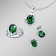 Schmucksets - Schmuck-Set, 4-teilig mit Weißgoldauflage – Farbe SMARAGDGRUEN – Ansicht 1 Schmucksets - Schmuck-Set, 4-teilig mit Weißgoldauflage, in Größe L bis S, in Farbe SAFIRBLAU – Farbe SMARAGDGRUEN – Ansicht 1