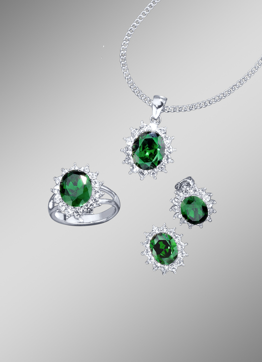 Schmucksets - Schmuck-Set, 4-teilig mit Weißgoldauflage, in Größe L bis S, in Farbe AQUAMARINBLAU Ansicht 7