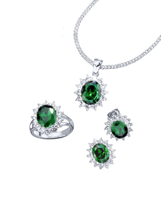 Schmucksets - Schmuck-Set, 4-teilig mit Weißgoldauflage, in Größe L bis S, in Farbe AQUAMARINBLAU Ansicht 8