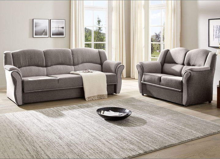 Polstergruppen - Teilmassive Polstermöbel, in Farbe CAMEL-BEIGE, in Ausführung Zweisitzer Ansicht 26