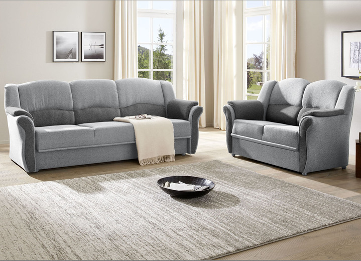 Polstergruppen - Teilmassive Polstermöbel, in Farbe CAMEL-BEIGE, in Ausführung Zweisitzer Ansicht 32