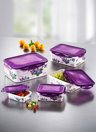 Dosen-Set eckig, 10-teilig mit schönem Hortensien-Dekor