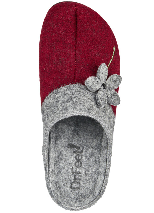 Hausschuhe - Laurina, klassische Damen-Hausschuhe, mit anatomisch geformtem Fußbett, in Größe 036 bis 042, in Farbe ROT-ANTHRAZIT Ansicht 4