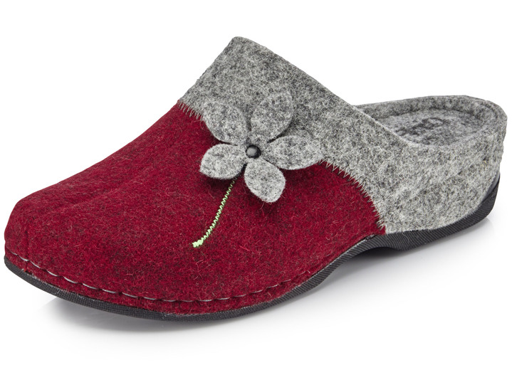 Hausschuhe - Laurina, klassische Damen-Hausschuhe, mit anatomisch geformtem Fußbett, in Größe 036 bis 042, in Farbe EISGRAU-BLAU Ansicht 3