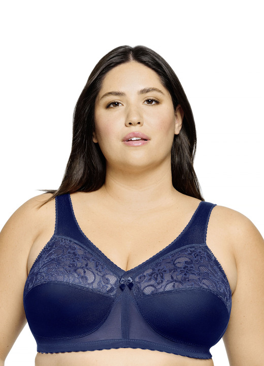 Soft-BH - Glamorise Stütz-BH mit Spitze, in Größe 080 bis 130, in Cup I, in Farbe RAUCHBLAU Ansicht 13