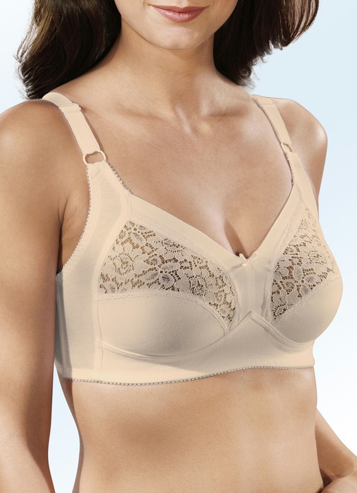 BH mit Spitze - Naturana Zweierpack BH mit Spitze in den Obercups, in Größe 075 bis 100, in Cup C, in Farbe 1X WEISS, 1X PUDER Ansicht 3