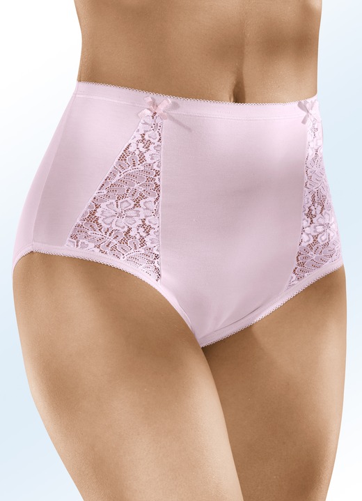 Slips - Viererpack Slips mit elastischen Spitzeneinsätzen Slips - Viererpack Slips mit elastischen Spitzeneinsätzen, in Größe 038 bis 054, in Farbe ROSA