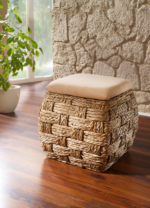 Stühle & Sitzbänke - Sitztruhe aus Naturfaser in raffinierter Flechtart, in Farbe BEIGE-NATUR, in Ausführung Sitztruhe, quadratisch Ansicht 1