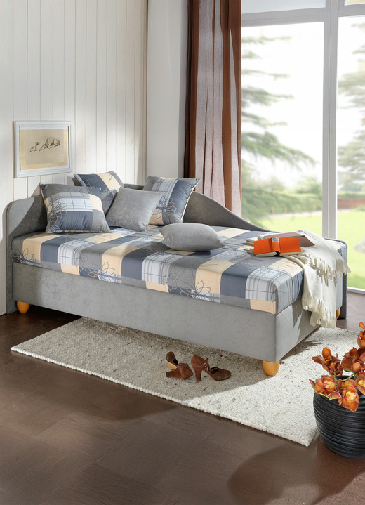 Schlafsofas - Studioliege mit rechts oder links aufstellbarem Seitenteil, in Farbe TERRA-BORDEAUX, in Ausführung Studioliege ohne Kissen Ansicht 3