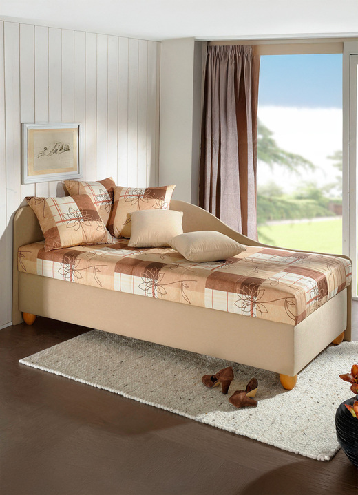 Schlafsofas - Studioliege mit rechts oder links aufstellbarem Seitenteil, in Farbe TERRA-BORDEAUX, in Ausführung Studioliege ohne Kissen Ansicht 2