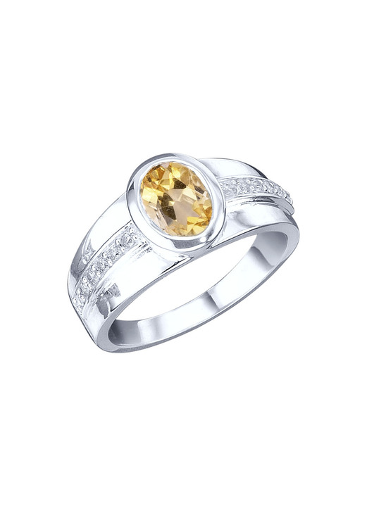 Ringe - Strahlender Damenring mit echt Citrin und synth. Zirkonia, in Größe 160 bis 220, in Farbe  Ansicht 2