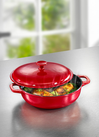 Töpfe & Pfannen - Gusseisen-Schmortopf, in Farbe ROT