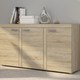 Möbel - Kommodenserie mit matten Fronten – Farbe EICHE SONOMA Möbel - Kommodenserie mit matten Fronten, in Farbe WEISS, in Ausführung 3-türig