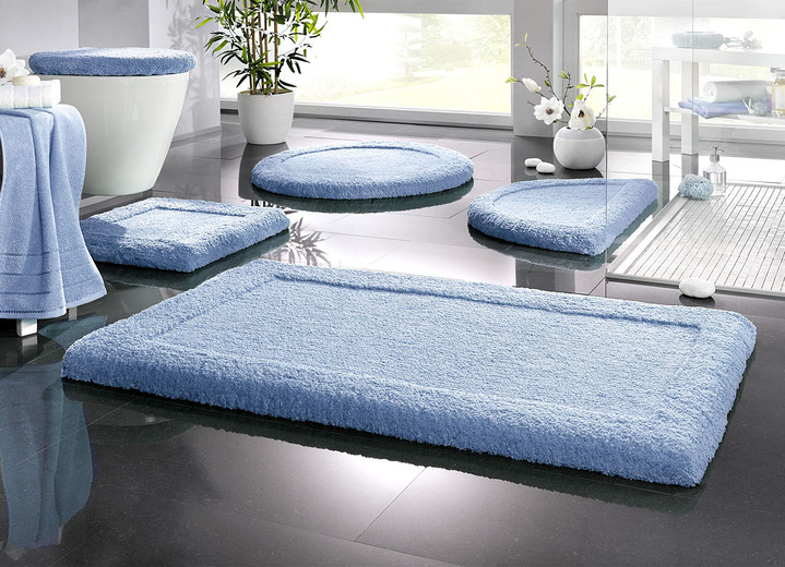 Wohnen - Premium Badgarnitur Superfine Microfaser, in Größe 100 (Vorleger halbrund, 50/ 80 cm) bis 110 (Hänge-WC-Garnitur, 2-teilig), in Farbe DUNKELBLAU Ansicht 26