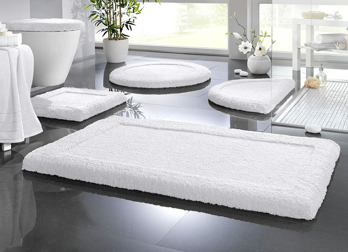 Badgarnituren - Premium Badgarnitur Superfine Microfaser, in Größe 100 (Vorleger halbrund, 50/ 80 cm) bis 110 (Hänge-WC-Garnitur, 2-teilig), in Farbe WEISS Ansicht 1