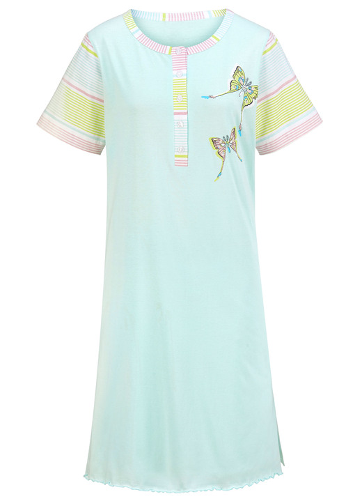 Kurzarm - Zweierpack Nachthemden, Kurzarm mit Knopfleiste Ansicht 2 Kurzarm - Zweierpack Nachthemden, Kurzarm mit Knopfleiste, in Größe 036 bis 052, in Farbe 1X MINT, 1X ZARTROSA Ansicht 2