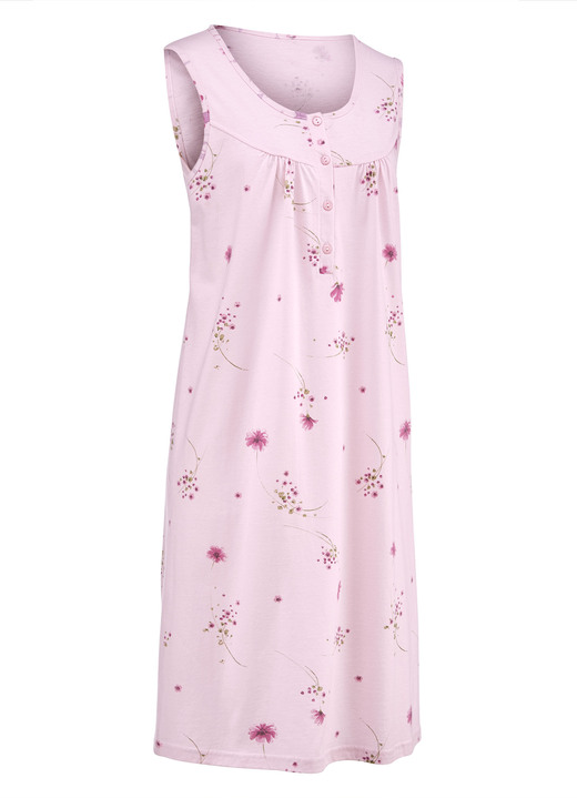 Kurzarm - Zweierpack Nachthemden mit breiten Trägern und Knopfleiste Ansicht 8 Kurzarm - Zweierpack Nachthemden mit breiten Trägern und Knopfleiste, in Größe 038 bis 056, in Farbe 1X PASTELLGRÜN-BUNT, 1X BLEU-BUNT Ansicht 8