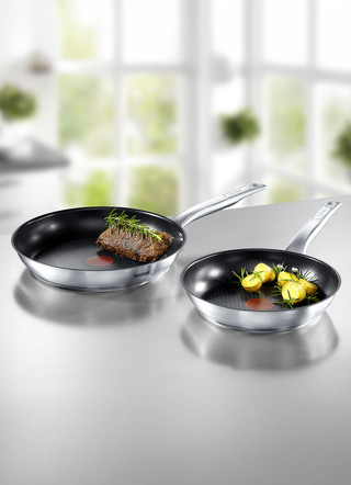 Töpfe & Pfannen - Tefal Edelstahl-Pfannen in Profi-Qualität, in Farbe EDELSTAHL, in Ausführung Pfanne 24 cm