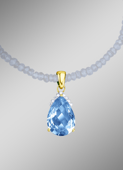 - Anhänger mit echt Blautopas und Diamanten, in Farbe