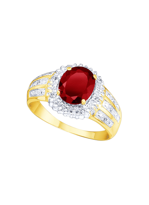 Ringe - Damenring mit echt Granat und Diamanten, in Größe 160 bis 220, in Farbe  Ansicht 2