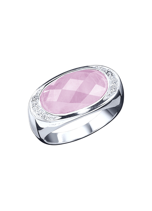 - Damenring mit echt Rosenquarz und synthetische Zirkonia, in Größe 160 bis 220, in Farbe  Ansicht 2